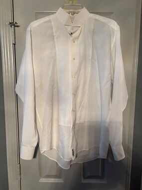 Classic White Pleated Front Tuxedo Dress Shirt